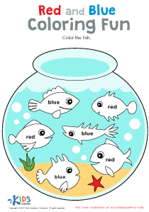 Red and Blue Coloring Fun Worksheet: Free Coloring Page Printout for Kids